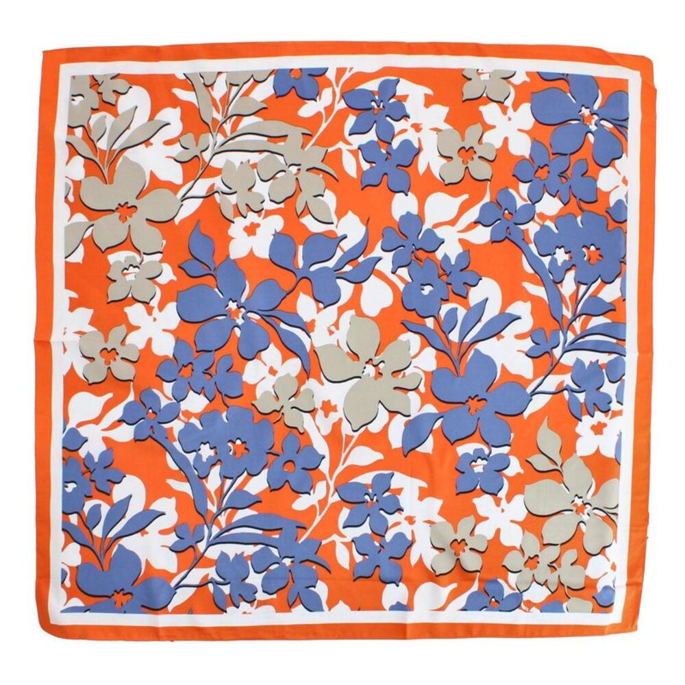 CTM Women's Floral Pattern Print Silky Square Scarf